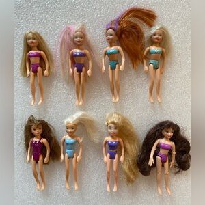 Mixed Lot of 8 Mattel POLLY POCKET Dolls with rooted hair